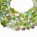 Vintage 5 Strands Green Swirled Gold fused Glass and Faux Pearl Necklace