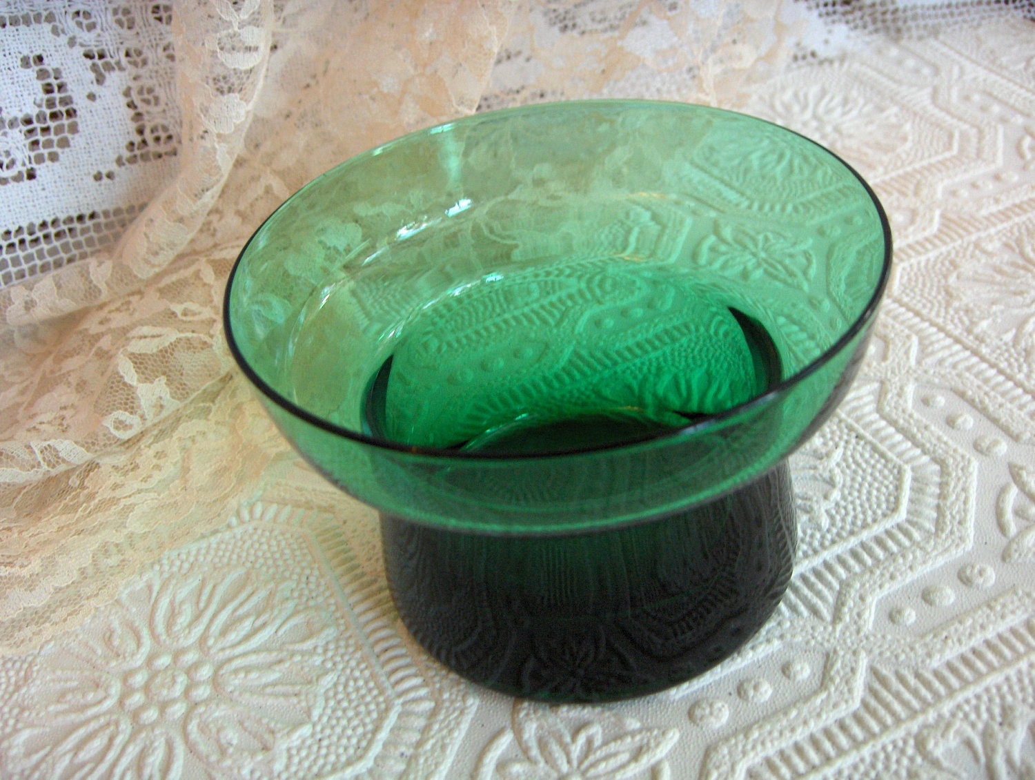 Vintage Emerald Green Glassware Candle by