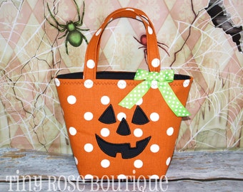Pumpkin Trick or Treat Tote - Halloween Bag - Can Be Personalized