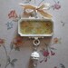 Cottage Chic Ivory Trinket Fall Leaves on Script Pendant under Acrylic Glass with Bow, Rhinestone & Dangle - Qty 1