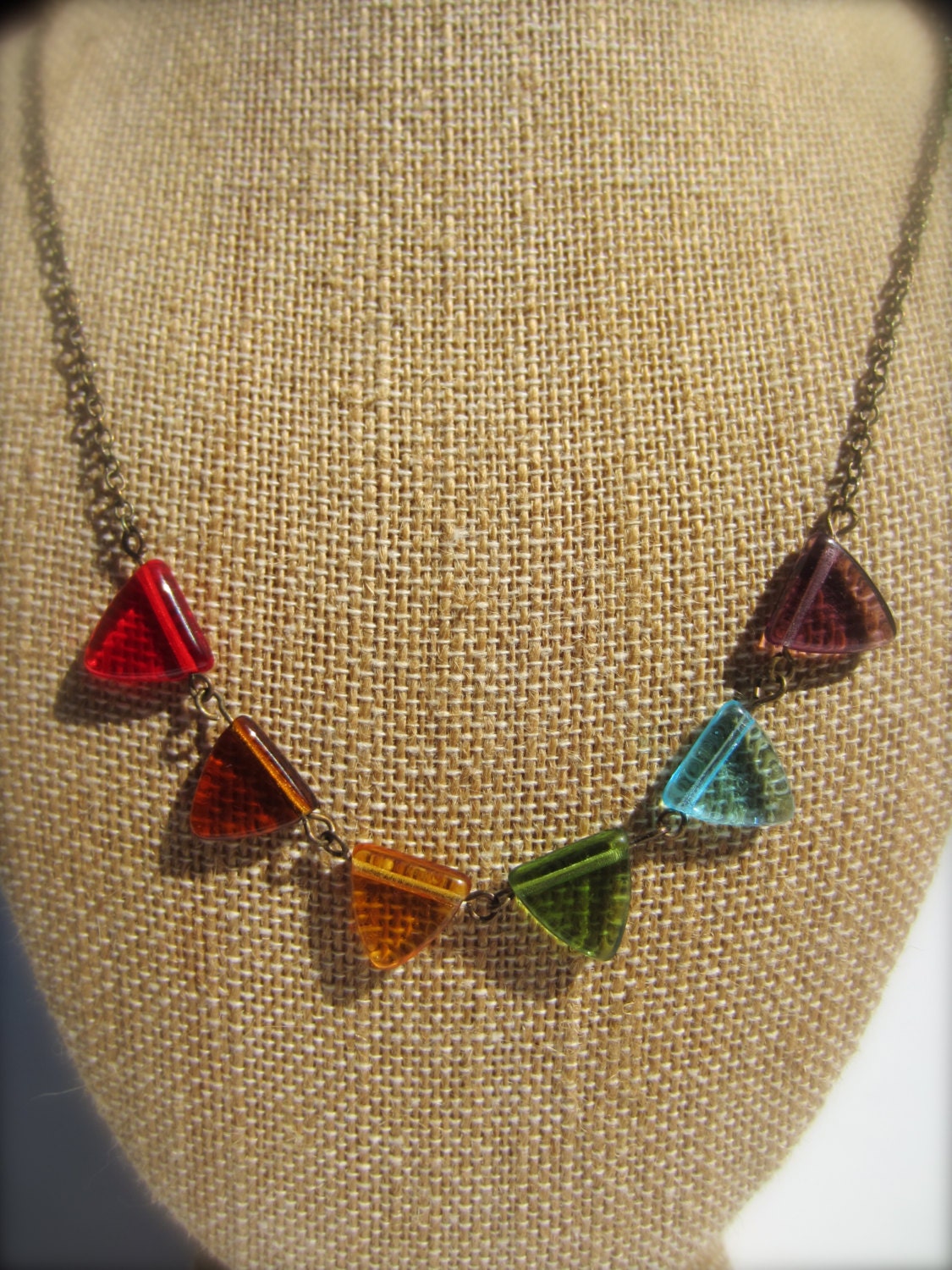 Rainbow Necklace Rainbow Bunting Pennant Necklace by kbjhandmade