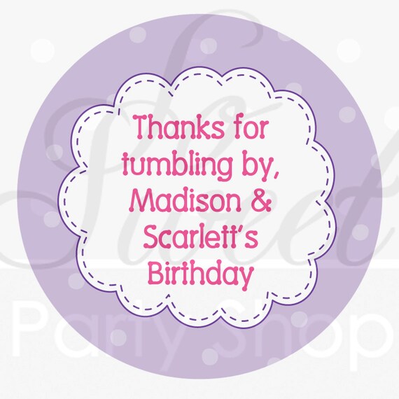 24 Girl's Birthday Favor Sticker Labels - Personalized - Gymnastics, Tumbling Theme Il_570xn