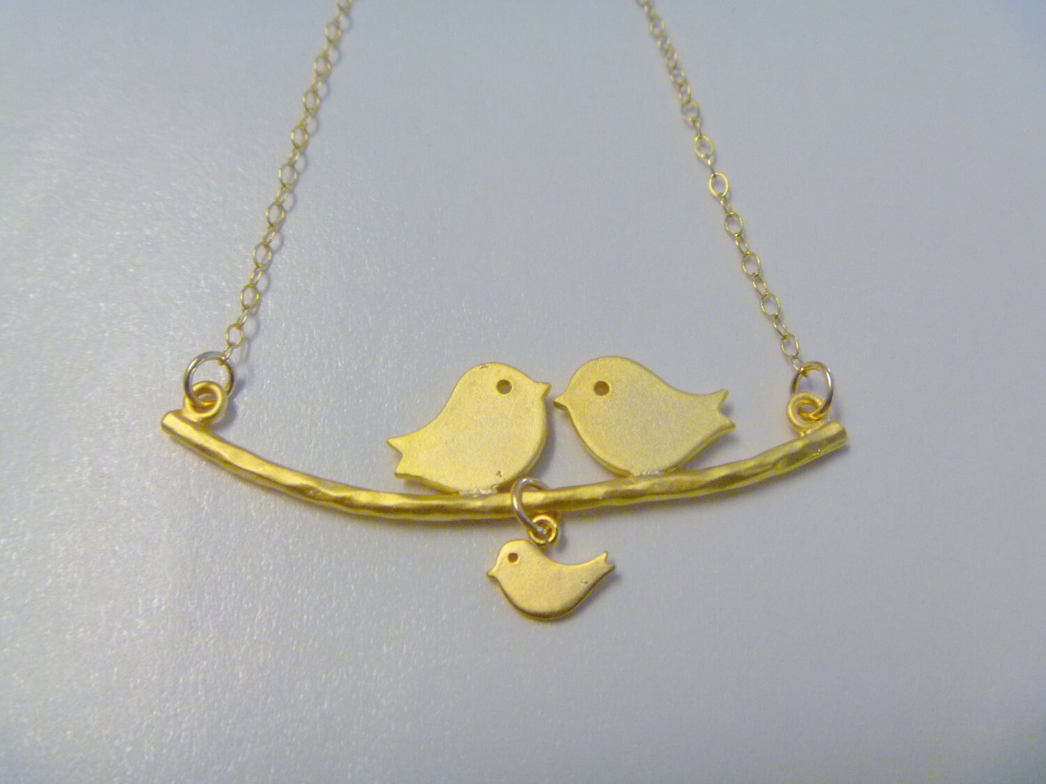 Love Birds Necklace Family of Birds Necklace by FemmartJewelry