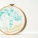 Hand Embroidered Hoop Wall Art. "Endless Summer" Toile Motif Fabric with Hand Embroidery. by Merriweather Council.