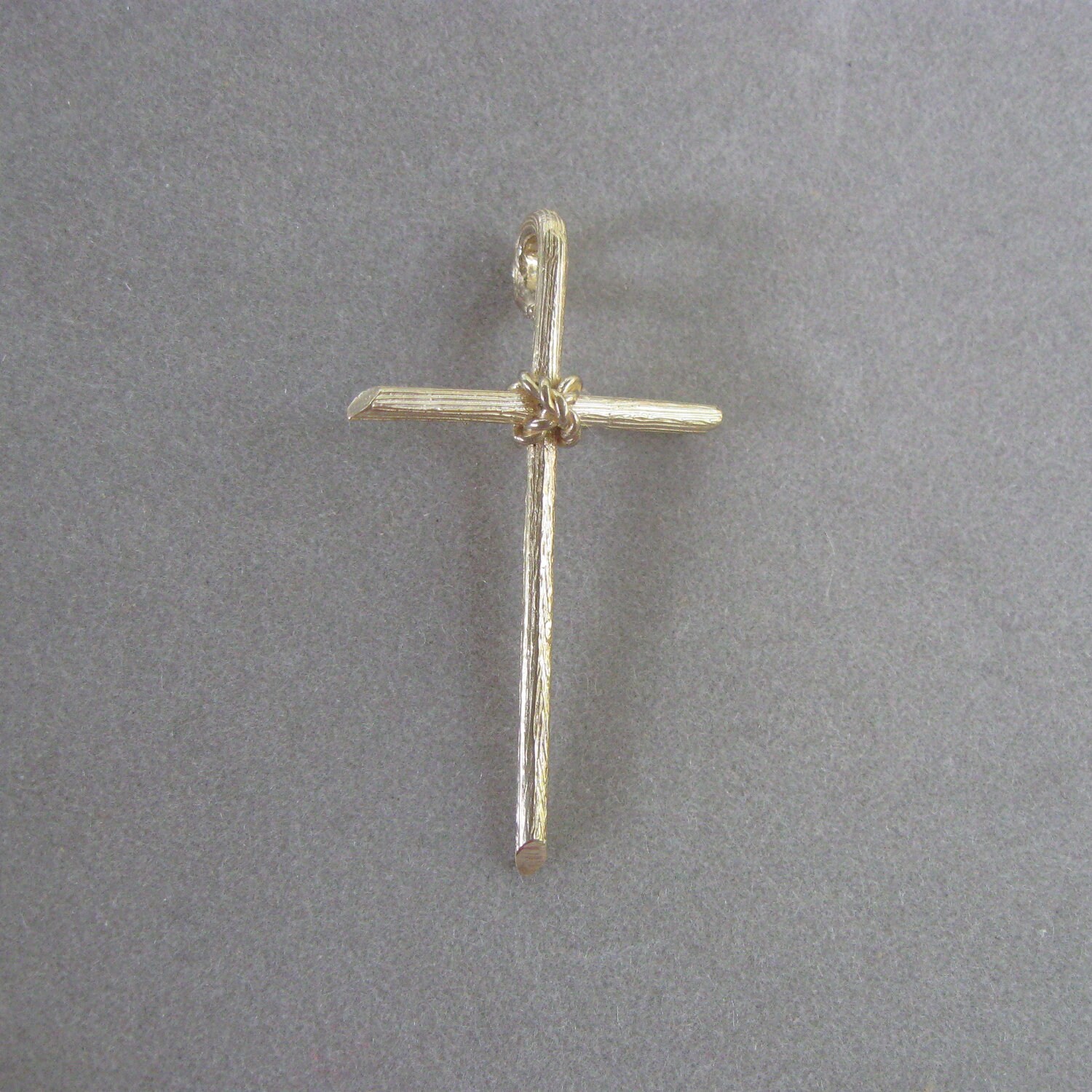 Solid 14k Gold Cross Wood Grain Texture with by DesignsbyDorris