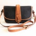 Dooney and Bourke Black Pebble Leather and Tan Color Leather Trim Shoulder Bag // Cross Body Shoulder Bag // DB-1003