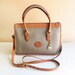 Dooney and Bourke Khaki Color Pebble Leather and Tan Color Leather Trim Shoulder Bag, Large Size , Cross Body Shoulder Bag.