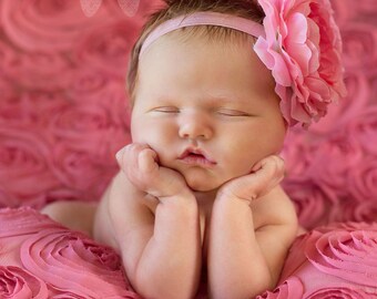 Newborn headband, infant headband, baby headband, photo prop, flower headband, pink flower headband