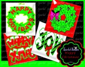 Holiday Christmas Square Tile Images Instant Download Tile Square Images, Digital Collage Sheets, Christmas clipart images Il_170x135
