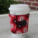 Reusable Coffee Sleeve / Coffee Cozy - Red, Black and White Sunburst