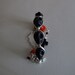 Day of the Dead Bracelet Sugar Skull Jewelry Jet Black Salmon Orange Handcrafted Sterling Silver Charm Bracelet
