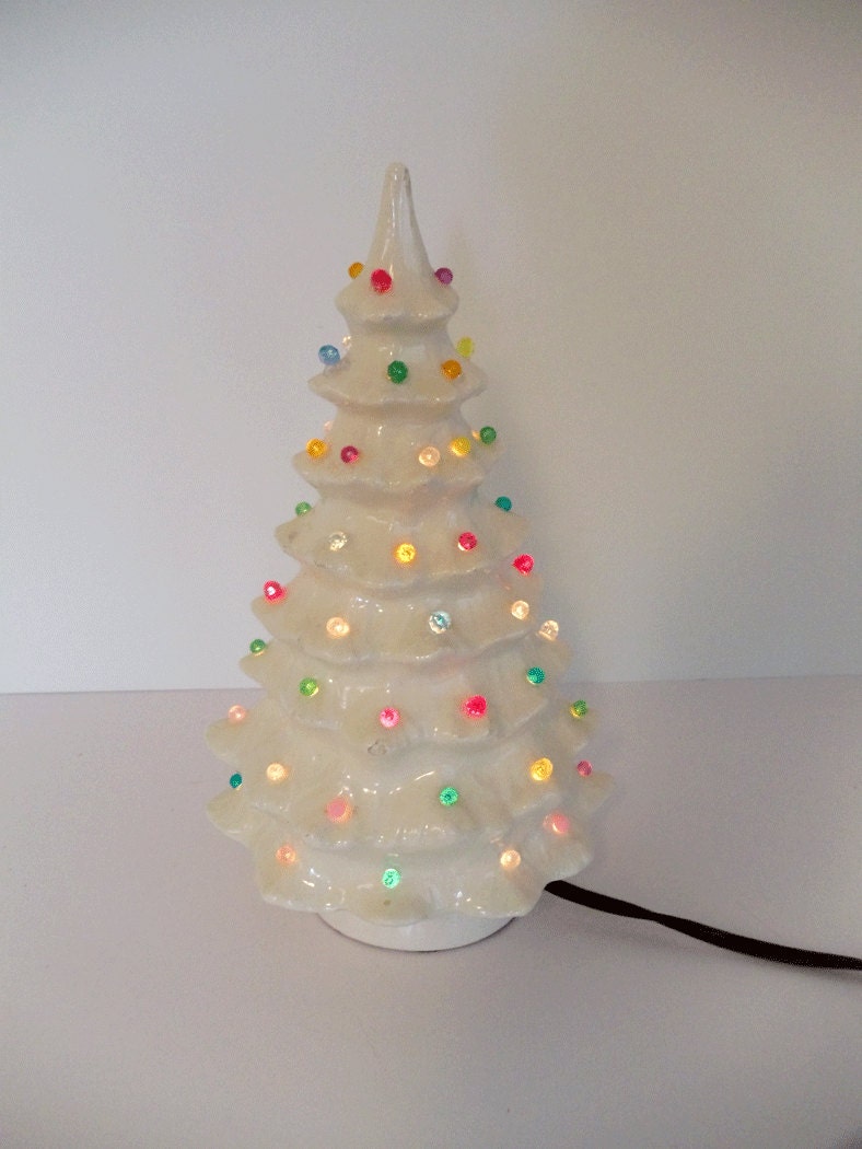 vintage white ceramic christmas tree lights up w vintage white ceramic christmas tree lights up w