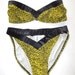 VINTAGE 80s Itsy Bitsy Teenie Weenie Leopard Bikini 9/ 10 Yellow Polka Dot Swimsuit Pin-Up Bare Assets