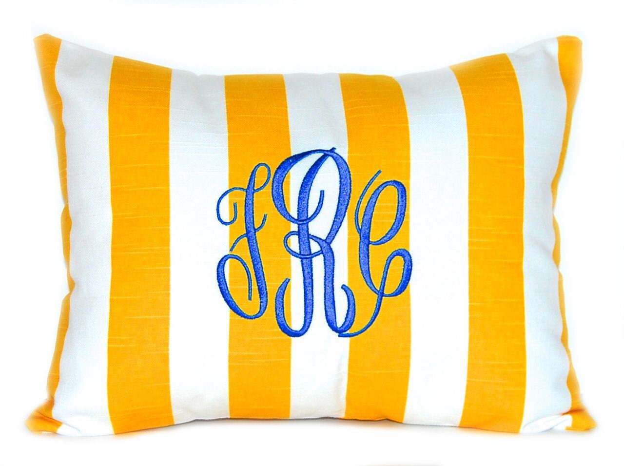 Monogrammed Pillow Yellow Stripe Personalized by CompanyTwentySix