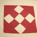 Primitive Turkey Red and Ivory Antique Cutter Quilt Piece - 33 x 16 Inches - Two Blocks