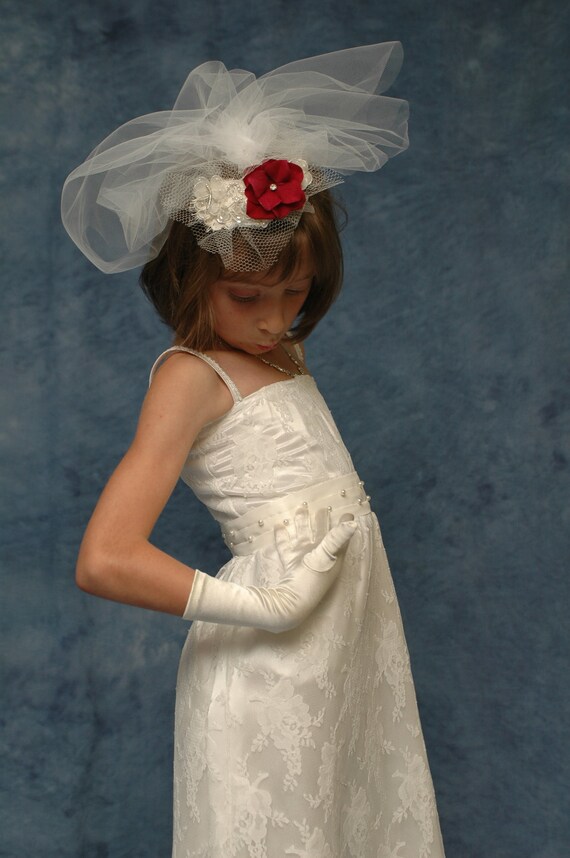 Items similar to Vintage white lace flower girls dress in retro style