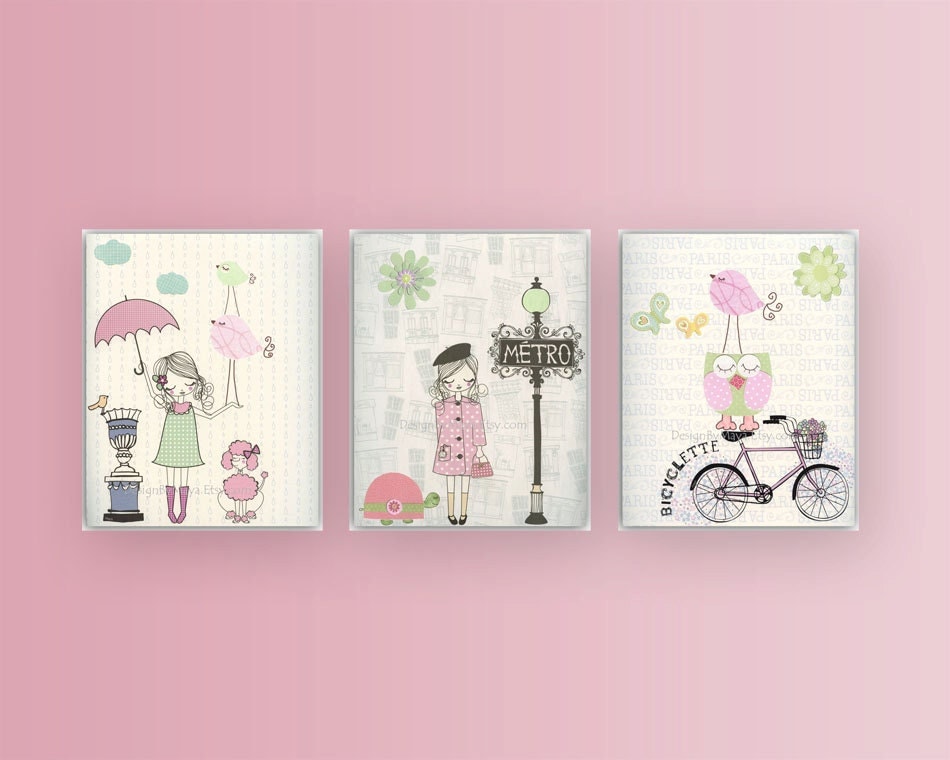  Nursery  wall  art  print Baby  room  decor  Baby  girl Paris