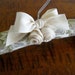 Tapestry Wedding Dress Hanger in Lilac and Sage Green with two Handmade Organic Ribbon Rosettes