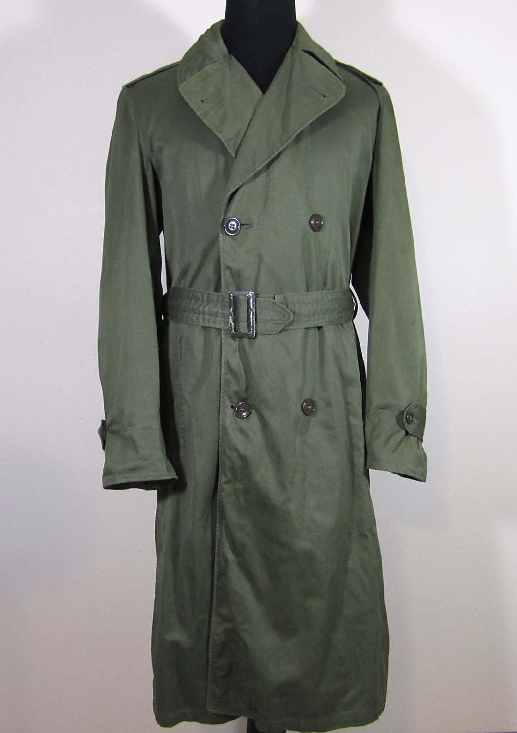 Vintage 50s US Military Overcoat Mens Trench Coat Korean