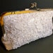 Wedding Bridal Clutch Alencon Lace Cabbage Rose White with Pearls READY TO SHP Sale