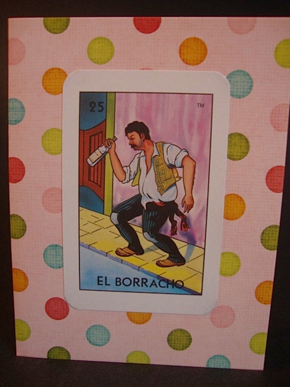 El Borracho Authentic Mexican LOTERIA Blank note by drellajones