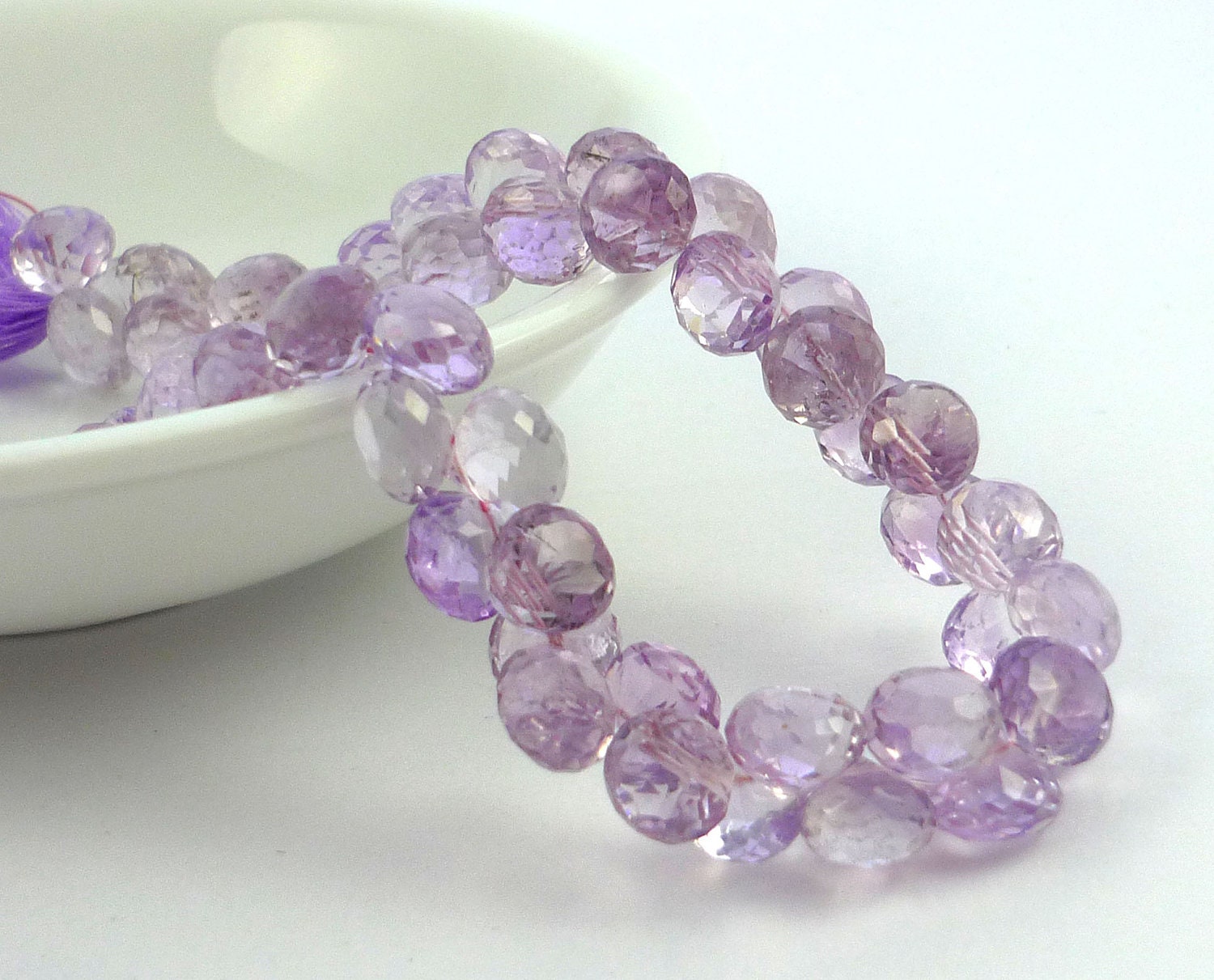 Pink amethyst faceted onion briolette beads 5-5.5mm set of 6 from ...