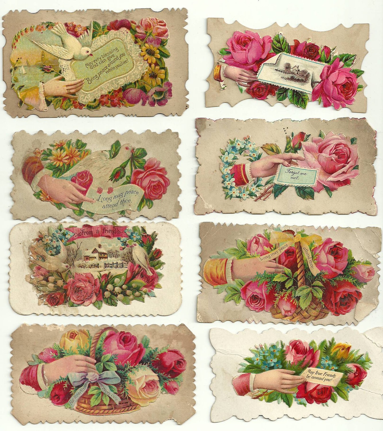 Lot Of 8 Vintage Victorian Embossed Calling Cards