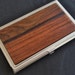 Wood Business Card Case / ID Holder - Inlaid Wood is Santos Rosewood (BrAZILIAN ROSEWOOD - Inlay).- FREE Engraving and Gift Box