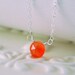 Orange Carnelian Choker Gemstone Necklace Simple Semiprecious Stone Minimalist Sterling Silver Jewelry Complimentary Shipping