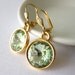 Green Crystal Earrings, Rivoli Crystal, Leverback Earrings