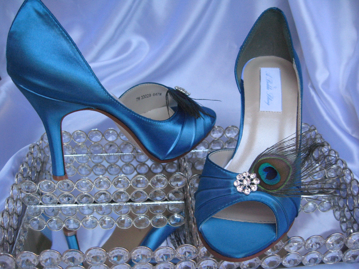Peacock Wedding Shoes Blue Bridal Shoes with Peacock Feathers
