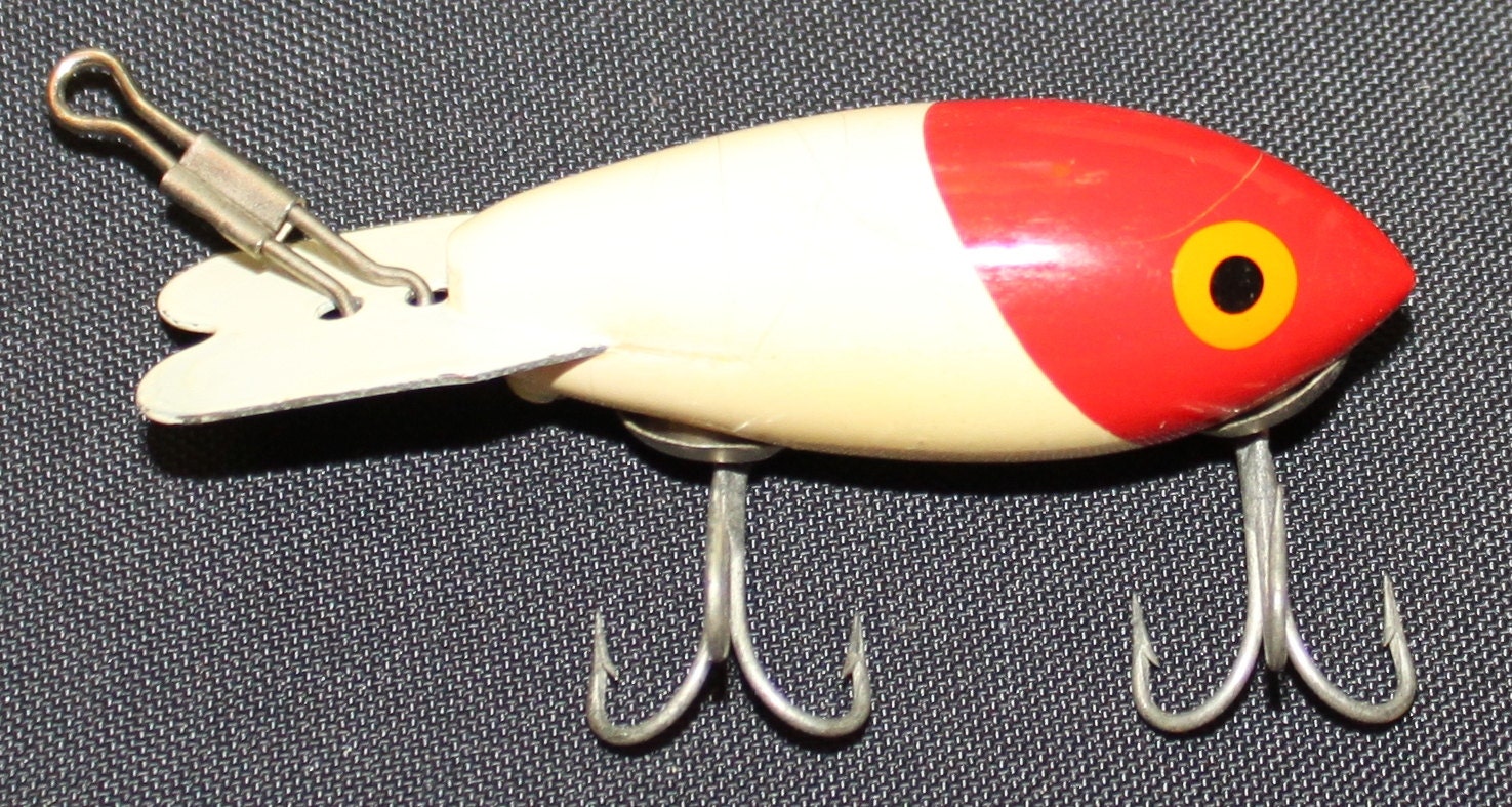Vintage 1940's Original Bomber Red/White Fishing Lure