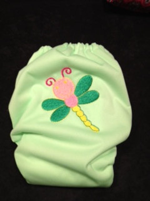 Dragonfly embroidered cloth diaper