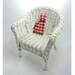 Wicker Chair White Doll Furniture or for Fall Decor, Sturdy and Adorable. Cat Included.