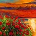 Red poppies 21x18 in, Landscape Painting Original Art Impressionistic OIl on Canvas by Ivailo Nikolov