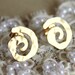 Spiral gold stud earring -petit elegant 14k gold matte coated post earrings