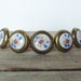 Vintage Brass and Porcelain / Ceramic Floral Drawer Knobs / Pulls - Set of 5