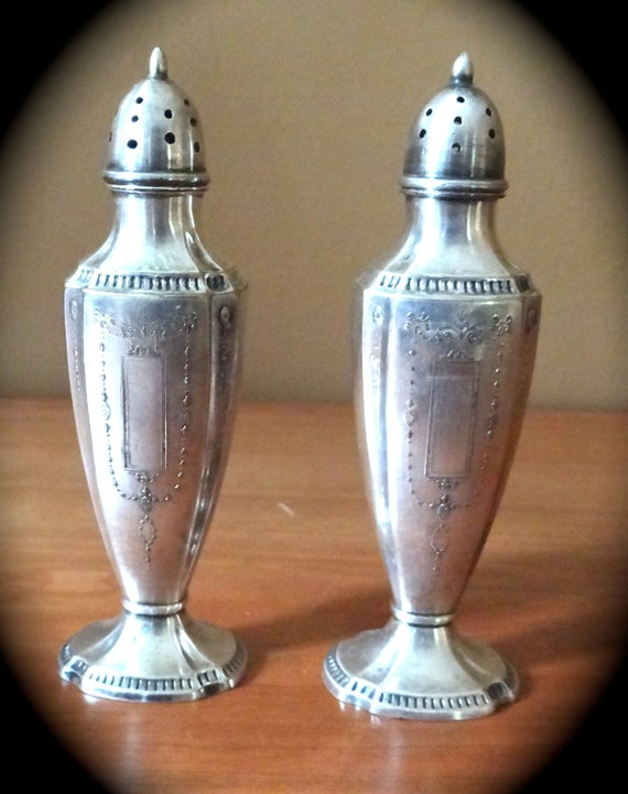 Antique Silver Salt & Pepper Shakers