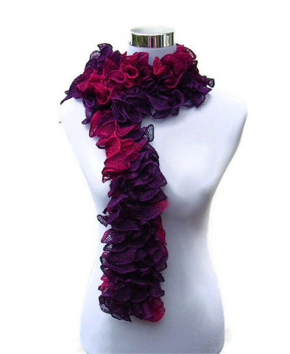 Knit frilly scarf ruffle flamenco cancan burlesque scarf by jarg0n