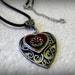 Handmade Beautiful Victorian Double Heart Pendant Necklace with Star accent on Black Velvet Cord