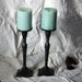 Vintage Brass Pair of Candlesticks, Traditional Candle Sticks, Painted Brown Chippy