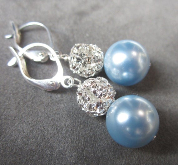 Light Blue Pearl Earrings Pale Blue Dangle Earrings   Il 570xN.384258950 El3x 