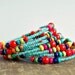 HOLIDAY SALE (see shop announcement) colorful beaded memory wire bracelet aqua and red rainbow