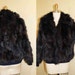 1970s BOHO Beautiful Black / dark Blue Fur Bomber Jacket By Furessence Size 36"