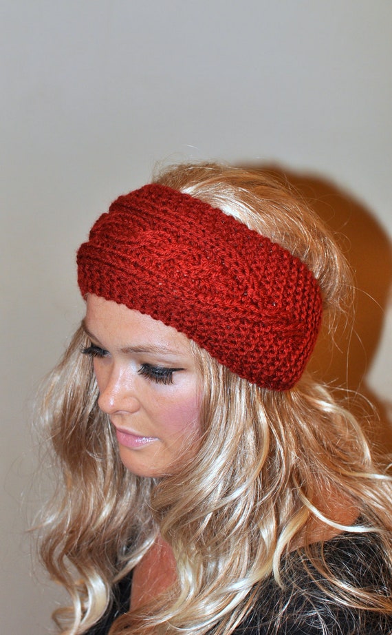 Ear Warmer Crochet Headband Head wrap Earwarmer Brick Fall