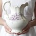 Shabby Antique Purple Transferware Pitcher, Cottage Chic Vase - Early Homer Laughlin