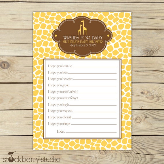 Giraffe Wishes for Baby Printable Advice Card Baby Shower Il_570xn
