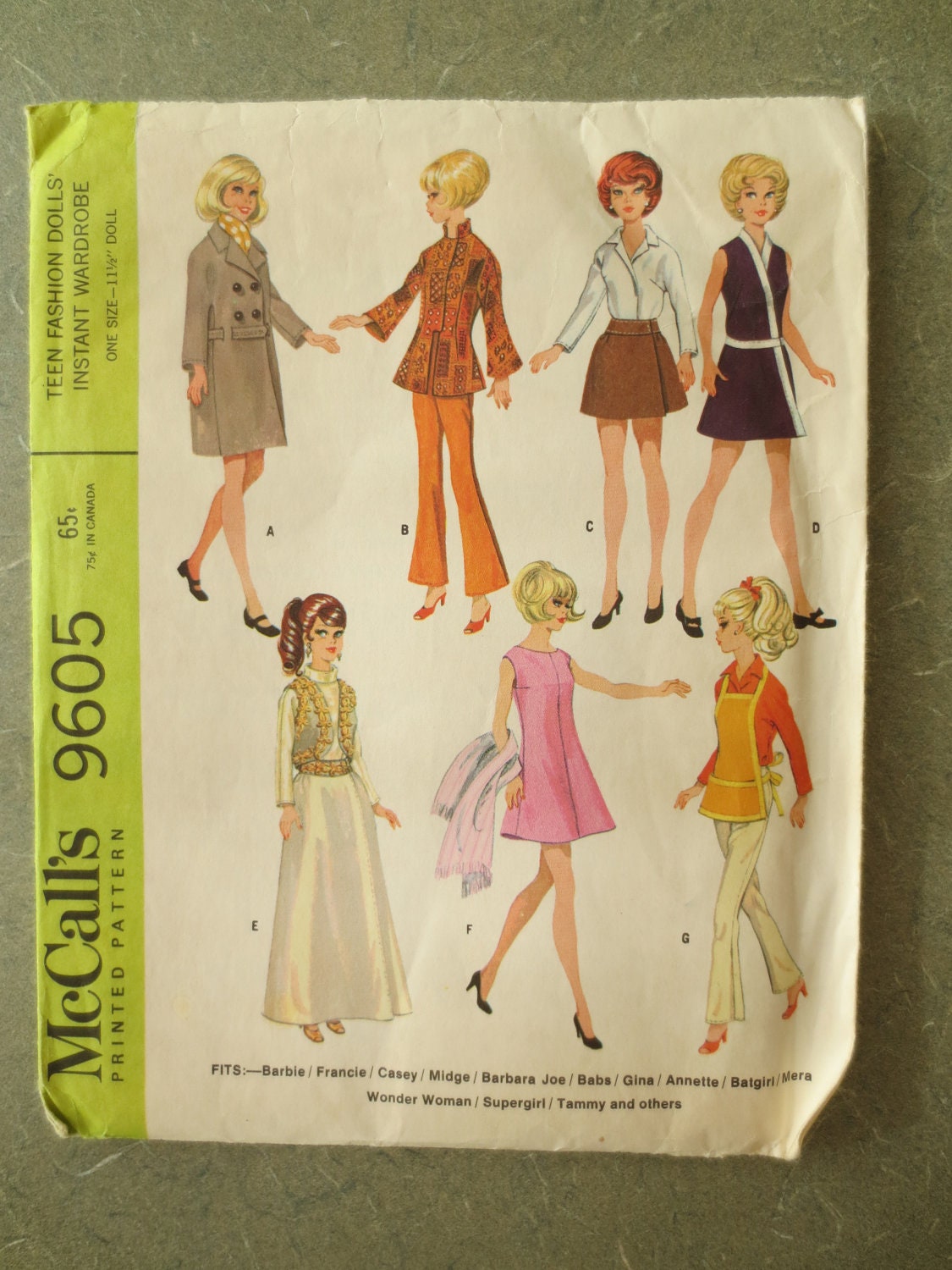 Vintage McCall's 9605 Sewing Pattern Fashion Doll