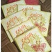 SIX Handcut Butterfly Heart Everyday Note Cards Inked Stamped Pear Raspberry Tangerine Mini Note Cards with Envelopes All Handmade