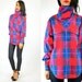 plaid perfection FUNNEL NECK classic grunge BLOUSE, extra small-small